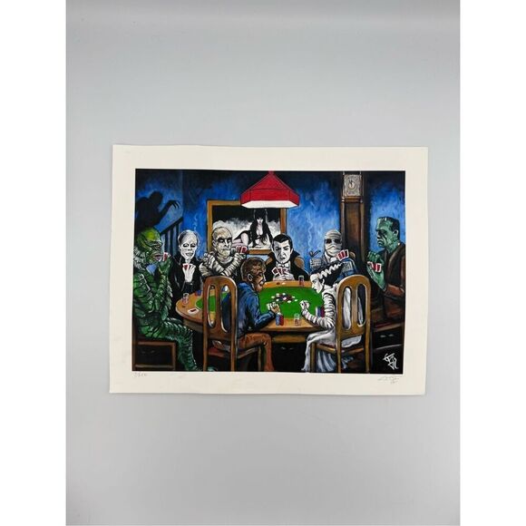 Tom Carlton “Old School Horror Card Game” Signed and Numbered Print - Picture 1 of 6